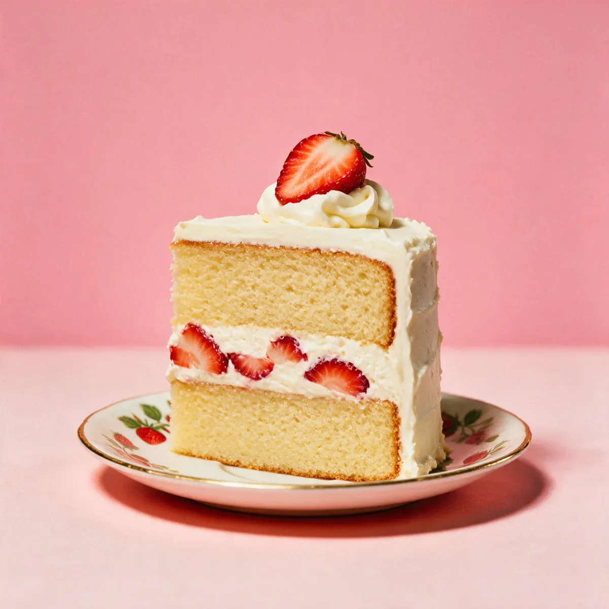 Butter Bar cake filled with fresh strawberries