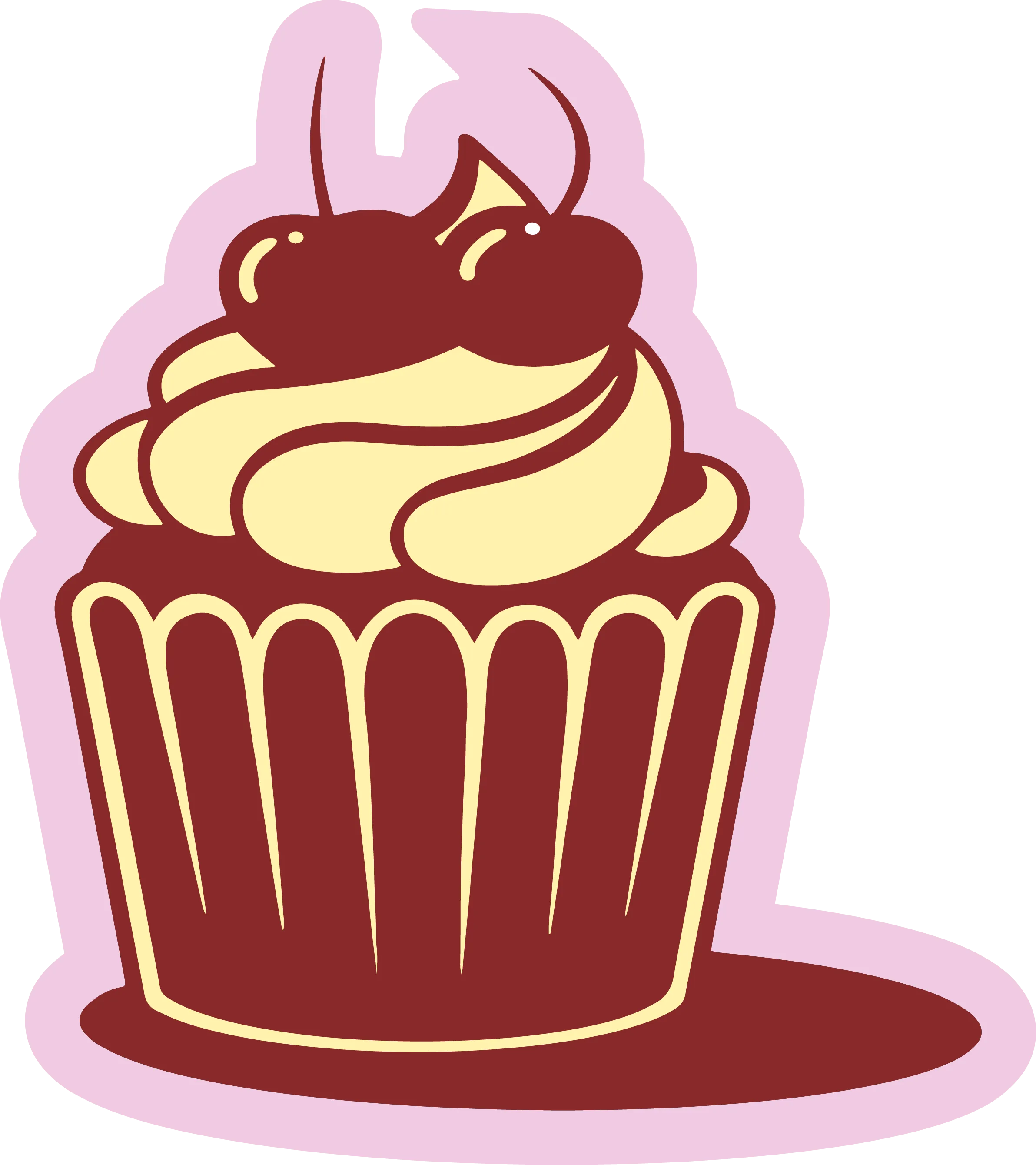 Illustrated Butter Bar cupcake with swirled frosting and cherries